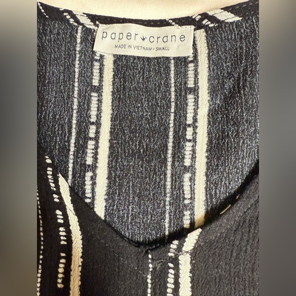 PAPER CRANE Black and White stripe long sleeve peplum top size S - Picture 11 of 14